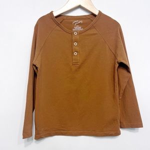 june & january | basic henley long sleeve tee fawn brown 5/6y